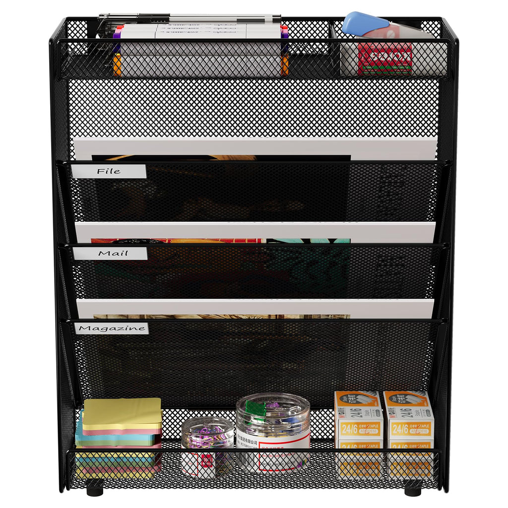 EasyPAG 5 Fächer Zusammensetzen Metall A4 Zeitschriftenhalter Wand Zeitschriften Wandhalter Aktenablage Dokumentenhalter Hängend Magazin Organizer Flyerständer Prospektspender,Schwarz