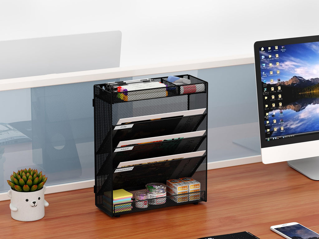 EasyPAG 5 Fächer Zusammensetzen Metall A4 Zeitschriftenhalter Wand Zeitschriften Wandhalter Aktenablage Dokumentenhalter Hängend Magazin Organizer Flyerständer Prospektspender,Schwarz