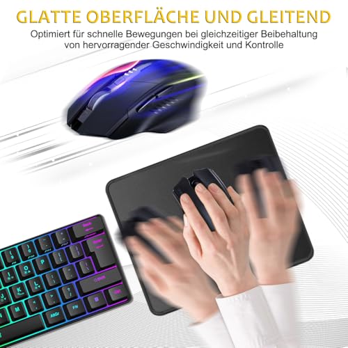JIKIOU Mauspad 3er-Pack, mit genähter Kanten, 260 x 210 x 3 mm, schwarz