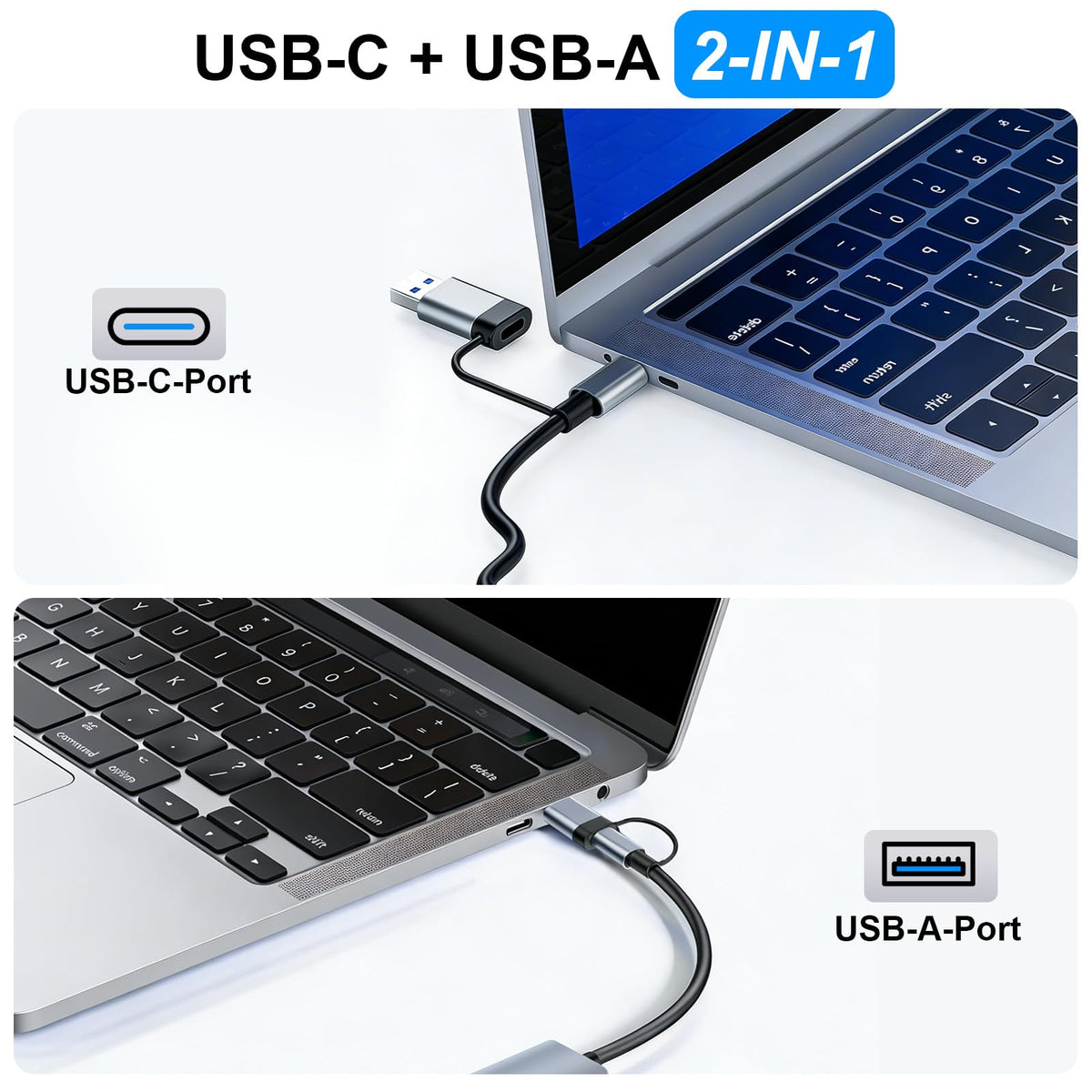 USB Hub 3.0, 7 in 1 USB C Hub Multiport Adapter mit 1*USB 3.0, 4*USB 2.0, 2*USB-C, 5 Gbit/s Hochgeschwindigkeit, USB C Splitter aus Aluminium für MacBook/Surface/XPS/PC/PS5/PS4/Laptops/Tablet etc.