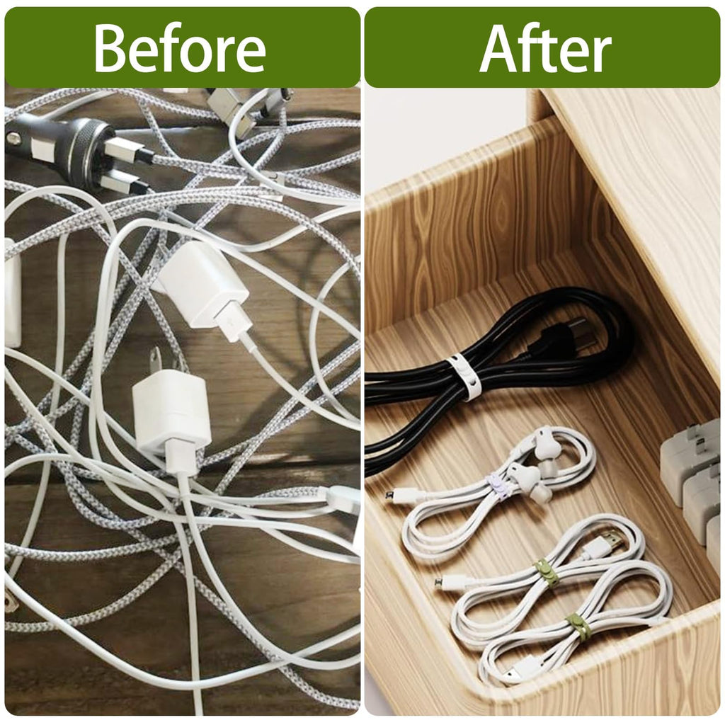 30 Stück Silikon Kabelbinder, Wiederverwendbar kabel organizer, Verstellbare Kabelbinder für Heim- und Reiseladekabel, Audiokabel und Netzwerkkabelaufbewahrung（Mehrfarbig）