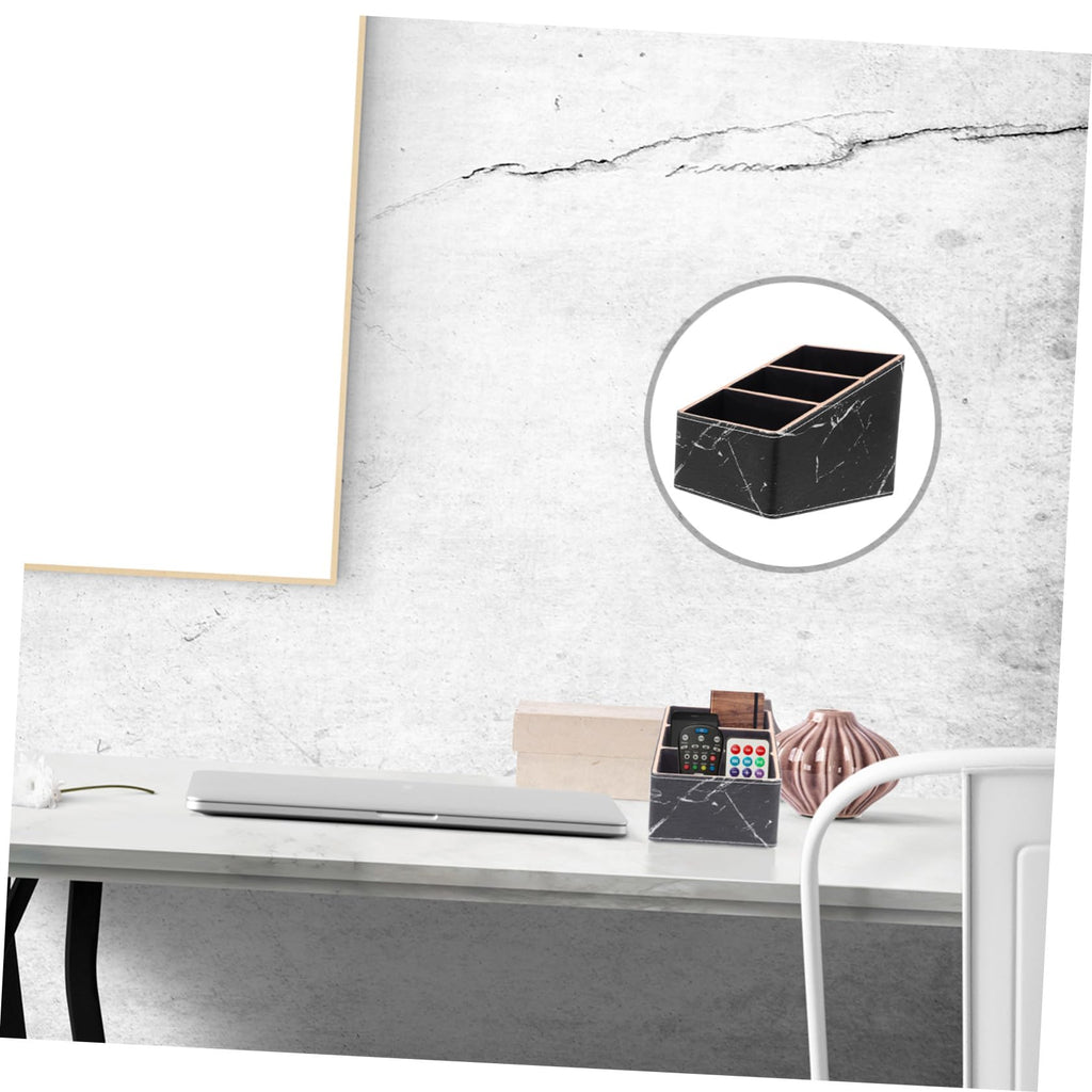 Aufbewahrungsbox Platzsparende Organisationsbox Schwarze aus Leder und Dichteplatte für Schlüssel und Mobiltelefone für Zuhause und Büro