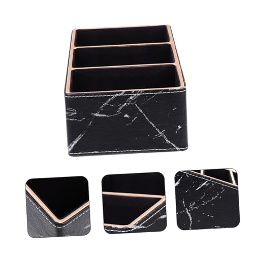 Aufbewahrungsbox Platzsparende Organisationsbox Schwarze aus Leder und Dichteplatte für Schlüssel und Mobiltelefone für Zuhause und Büro