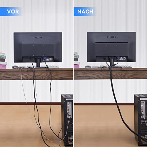 AGPTEK 2m Kabelschlauch, 25-39mm selbstschließend Kabelkanal, Flexibler gewebter Kabelmantel, Kabelmanagement für Schreibtisch, TV, Computer, PC, Kabelschutz für Hund, Katze, Schwarz