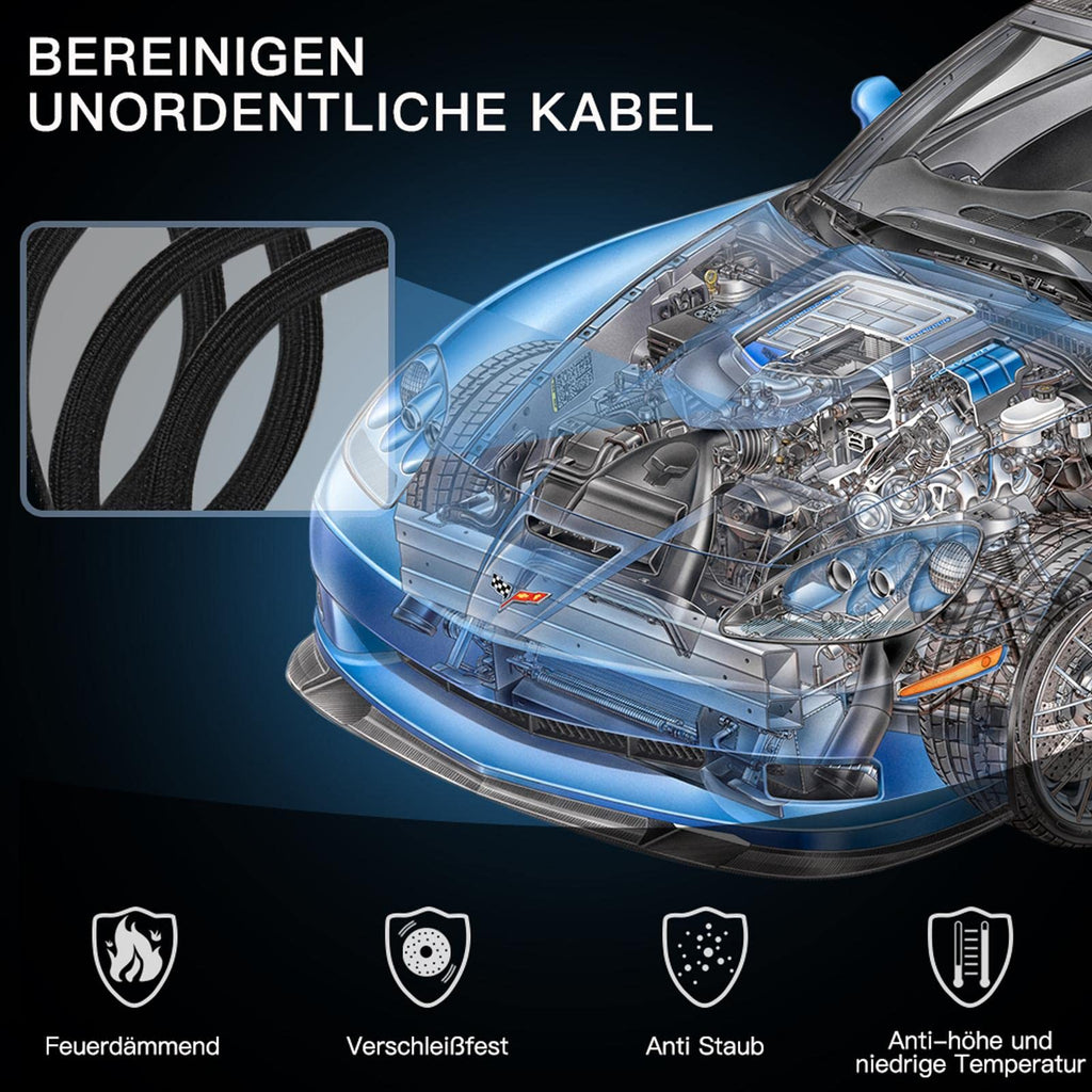AGPTEK 2m Kabelschlauch, 25-39mm selbstschließend Kabelkanal, Flexibler gewebter Kabelmantel, Kabelmanagement für Schreibtisch, TV, Computer, PC, Kabelschutz für Hund, Katze, Schwarz
