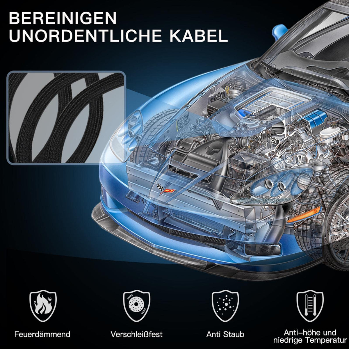 AGPTEK 2m Kabelschlauch, 25-39mm selbstschließend Kabelkanal, Flexibler gewebter Kabelmantel, Kabelmanagement für Schreibtisch, TV, Computer, PC, Kabelschutz für Hund, Katze, Schwarz