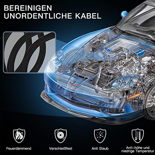 AGPTEK 2m Kabelschlauch, 25-39mm selbstschließend Kabelkanal, Flexibler gewebter Kabelmantel, Kabelmanagement für Schreibtisch, TV, Computer, PC, Kabelschutz für Hund, Katze, Schwarz