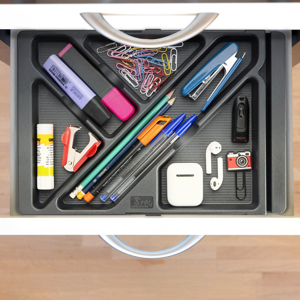 Ausziehbarer Schreibtisch-Organizer, 5 Stück, Schubladen-Organizer, Organizer für Büro, Marker, ausziehbar 32,8 cm bis 45 cm, Made in EU (1 stück)