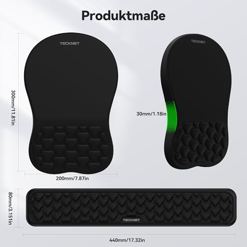 TECKNET Ergonomisches Mauspad mit Handauflage & Handballenauflage Tastatur