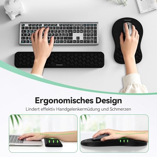 TECKNET Ergonomisches Mauspad mit Handauflage & Handballenauflage Tastatur