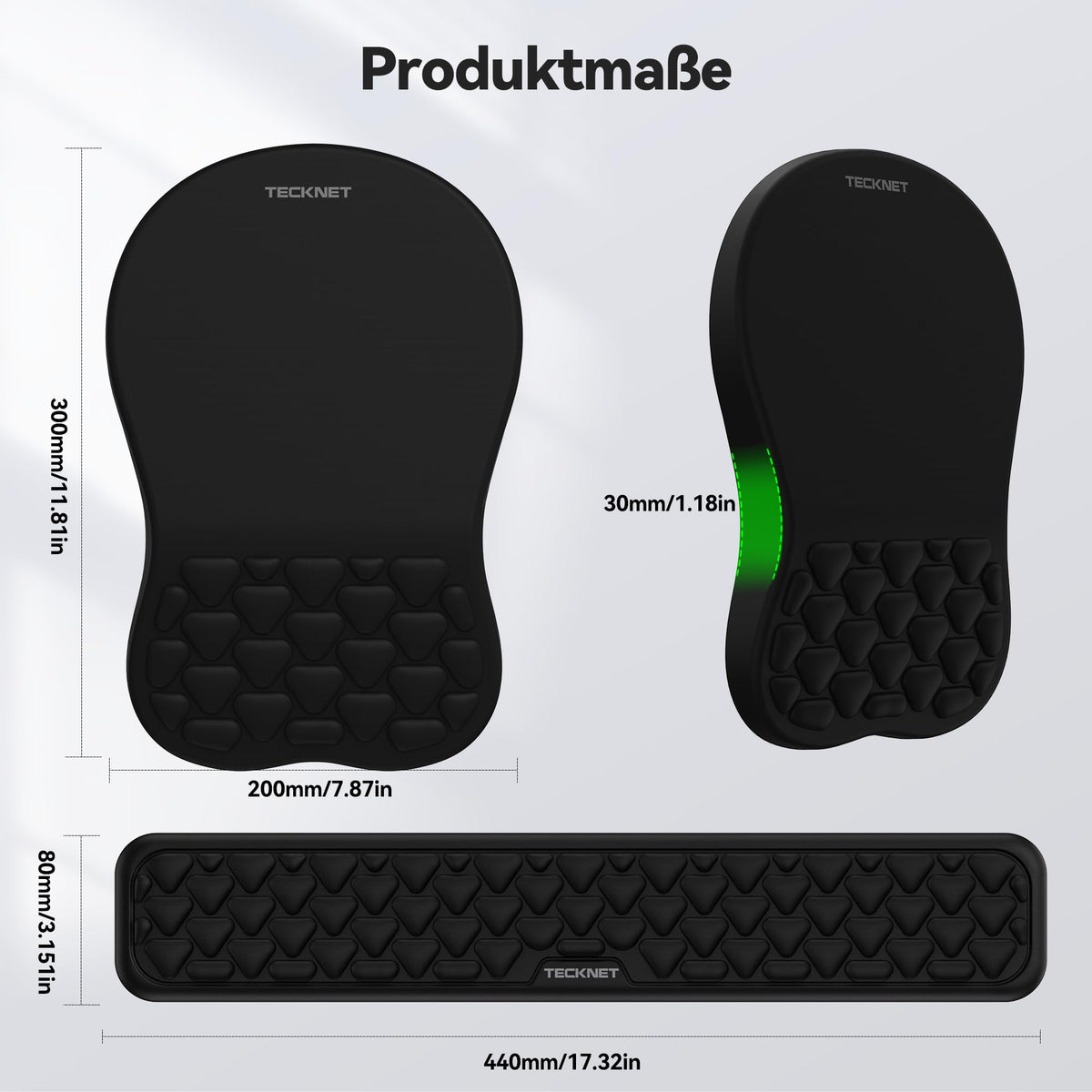 TECKNET Ergonomisches Mauspad mit Handauflage & Handballenauflage Tastatur