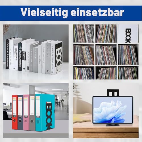 4 Stück Buchstützen Metall, Bücherhalter Bookends, Schwere Buchstütze
