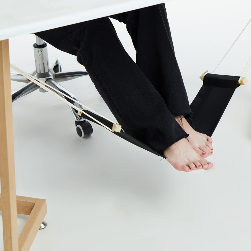 Auoinge Leinen-Fußstütze, Hängematte, verstellbare Mini-Fußstütze, Ständer unter dem Schreibtisch für Zuhause und Büro