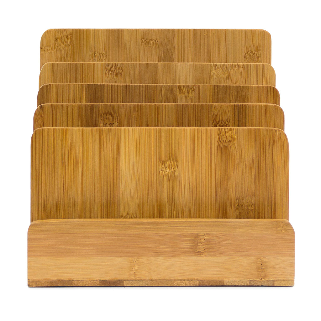 Relaxdays Dokumentenhalter Bambus, 5 Fächer, Prospekte, Zeitschriften, Briefablage, HBT: ca. 23 x 24,5 x 20,5 cm, Natur