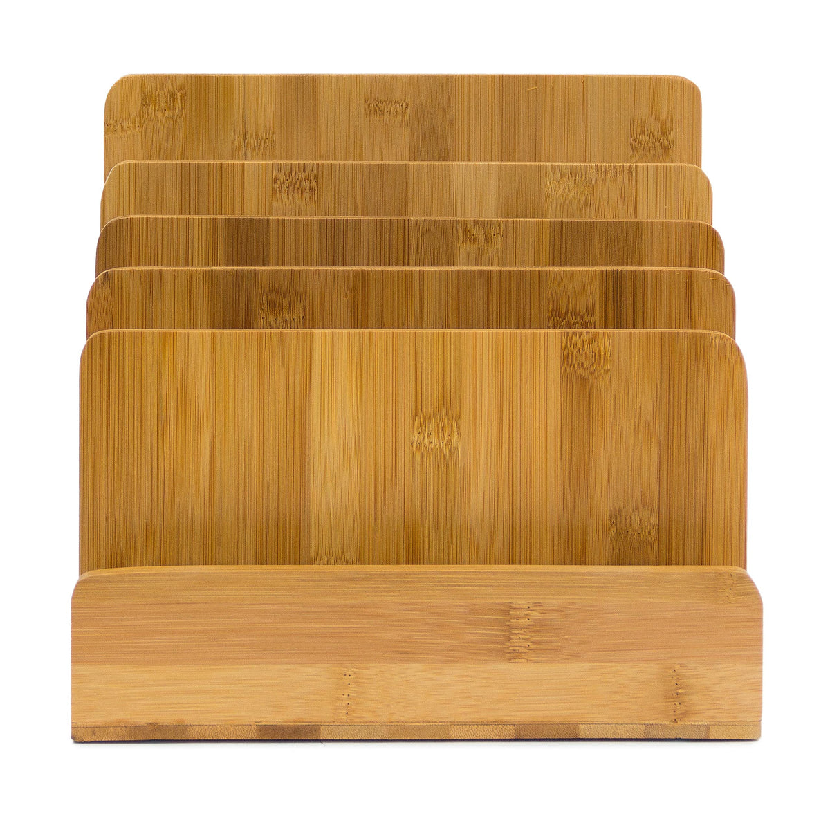 Relaxdays Dokumentenhalter Bambus, 5 Fächer, Prospekte, Zeitschriften, Briefablage, HBT: ca. 23 x 24,5 x 20,5 cm, Natur