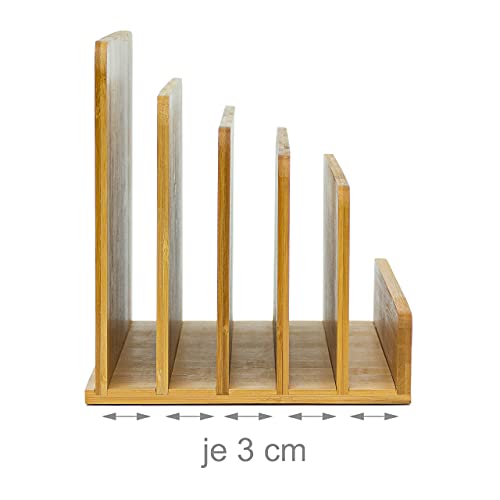 Relaxdays Dokumentenhalter Bambus, 5 Fächer, Prospekte, Zeitschriften, Briefablage, HBT: ca. 23 x 24,5 x 20,5 cm, Natur