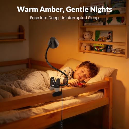 LEPOWER Klemmleuchte Bett Leselampe mit 5 Farben & Stufenlosem Dimmen