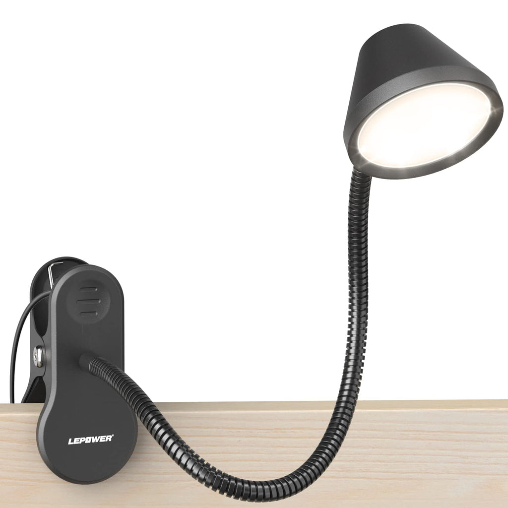 LEPOWER Klemmleuchte Bett Leselampe mit 5 Farben & Stufenlosem Dimmen
