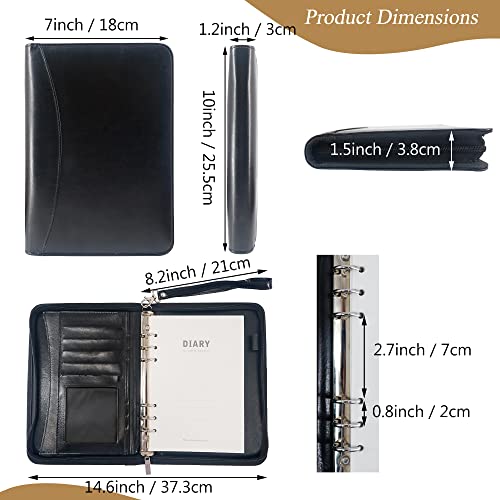 GraduationMall A5 Schreibmappe mit Ringbuch Reißverschluss Portfolio Klemmbrett Business Mappe Dokumentenmappe Organizer Schwarz