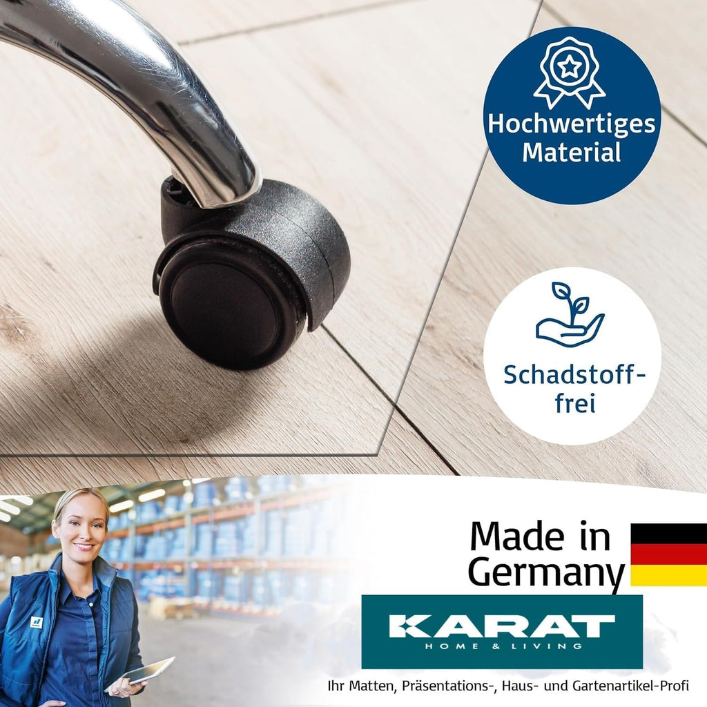 KARAT Bodenschutzmatte für Hartböden - Neo - Fußbodenschutz Schutzmatte Bürostuhl für Parkett Laminat Bodenmatte Bürostuhl - Stärke: 1,5 mm (Transparent, 90 x 120 cm)
