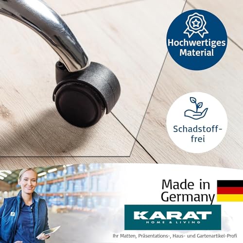 KARAT Bodenschutzmatte für Hartböden - Neo - Fußbodenschutz Schutzmatte Bürostuhl für Parkett Laminat Bodenmatte Bürostuhl - Stärke: 1,5 mm (Transparent, 90 x 120 cm)