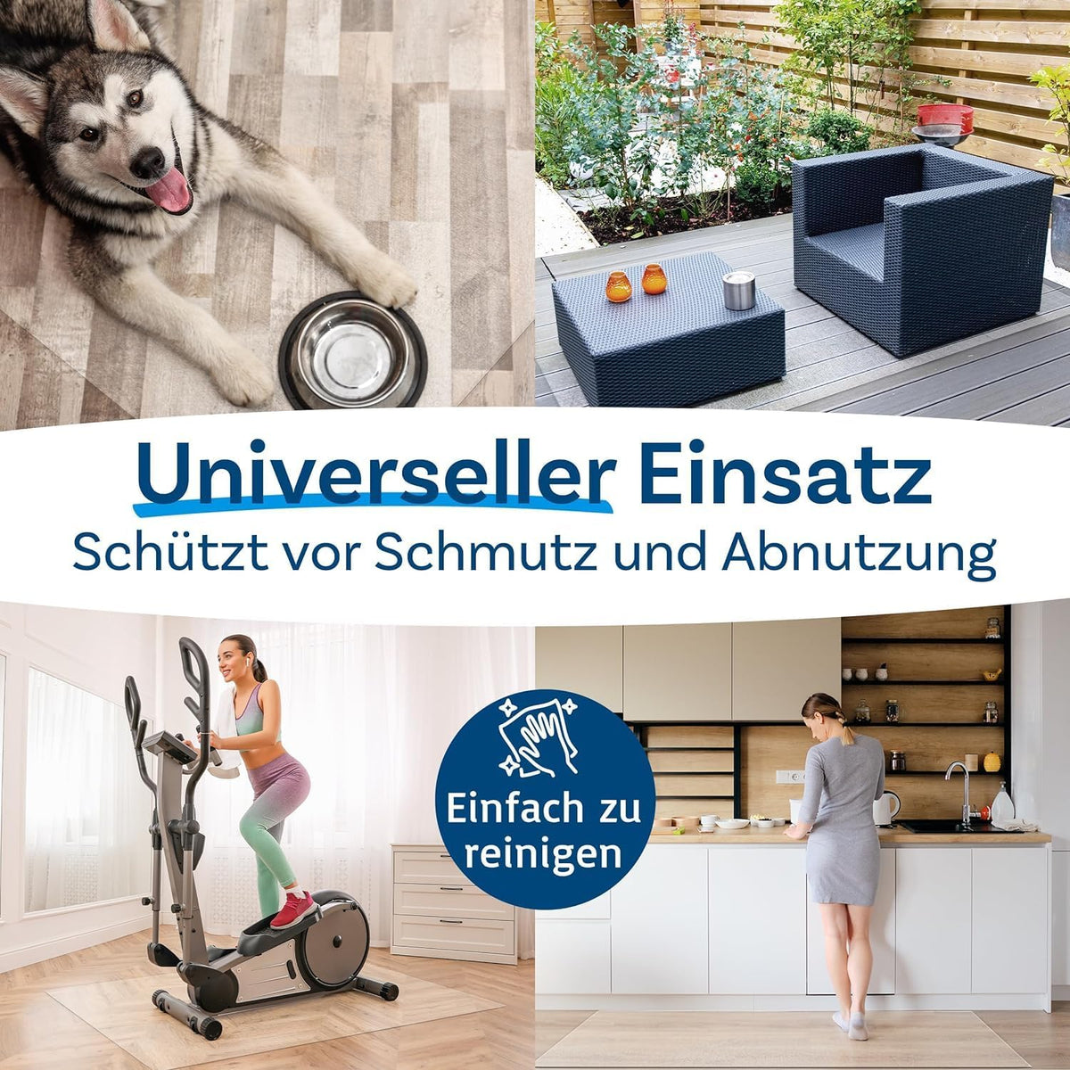 KARAT Bodenschutzmatte für Hartböden - Neo - Fußbodenschutz Schutzmatte Bürostuhl für Parkett Laminat Bodenmatte Bürostuhl - Stärke: 1,5 mm (Transparent, 90 x 120 cm)