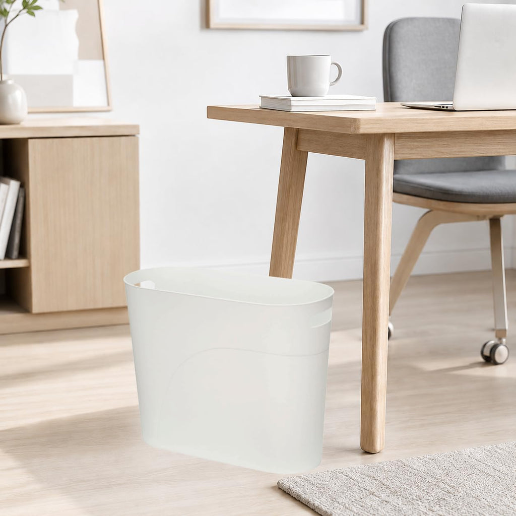 Caxmtu Mülleimer Papierkorb Abfalleimer Badezimmer Papiereimer Höhe 27 cm 10 L Schlanker Mülleimer mit Griff für Zuhause Küche Badezimmer Schlafzimmer Büro, aus Kunststoff, 2 Stück (Weiss)