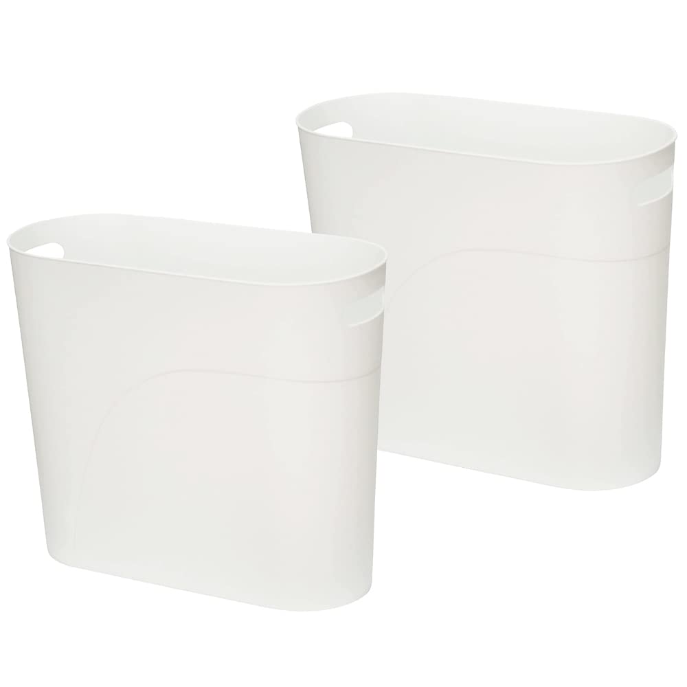 Caxmtu Mülleimer Papierkorb Abfalleimer Badezimmer Papiereimer Höhe 27 cm 10 L Schlanker Mülleimer mit Griff für Zuhause Küche Badezimmer Schlafzimmer Büro, aus Kunststoff, 2 Stück (Weiss)