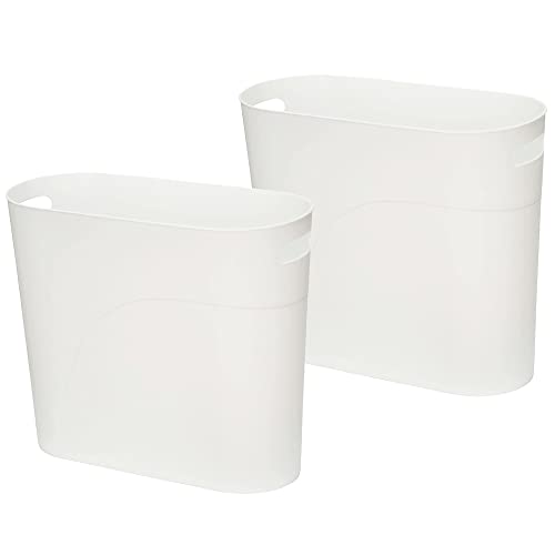 Caxmtu Mülleimer Papierkorb Abfalleimer Badezimmer Papiereimer Höhe 27 cm 10 L Schlanker Mülleimer mit Griff für Zuhause Küche Badezimmer Schlafzimmer Büro, aus Kunststoff, 2 Stück (Weiss)