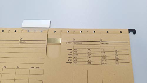 Q-Connect KF00554 Hängehefter/Hängemappen Für A4 Farbe: Braun/Natronkarton, Heftung aus 250g/qm / 25 Stück/Schwarzer Organisationsdruck/mit auswechselbaren Blanco-Schildchen/Blauer Engel