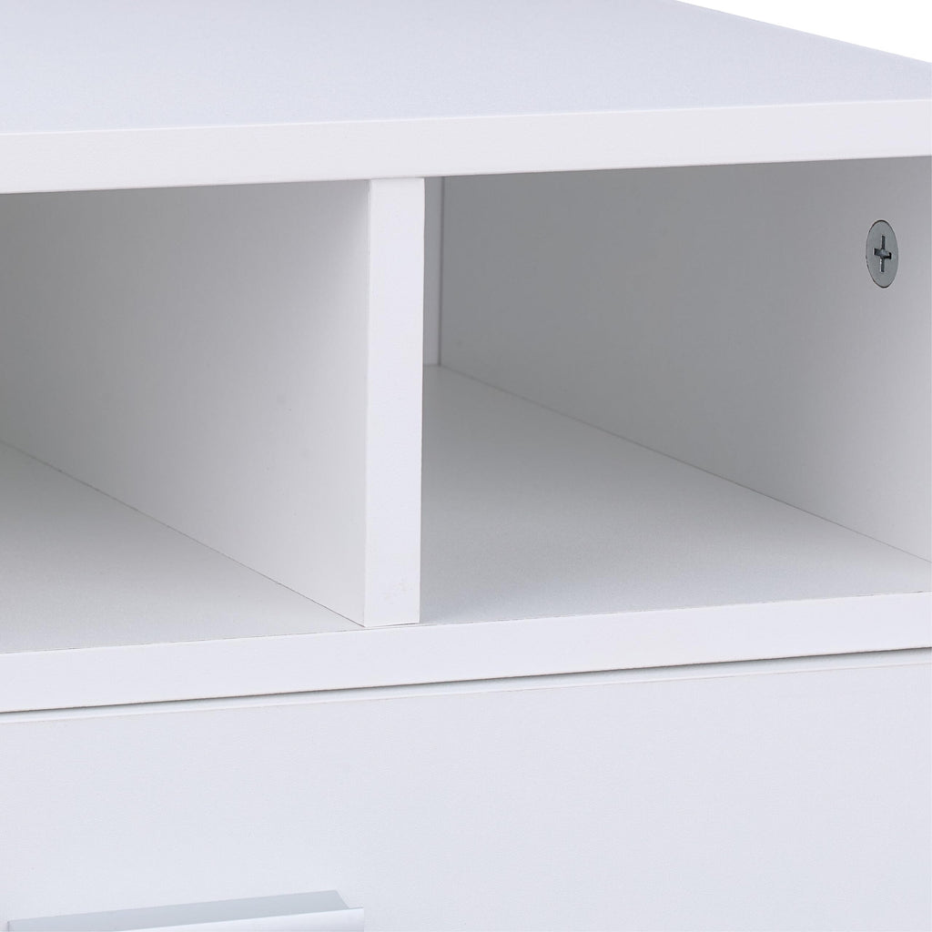 Relaxdays Druckerständer mit Schublade & 2 Fächern, Schreibtisch Regal für Drucker, Druckerhalter, HBT 22x40x30 cm, weiß