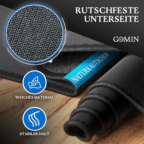 Gomin Mauspad 280 x 200 mm, Gaming Mousepad rutschfest und Wasserdicht, Ohne störendes Logo verbessert Präzision und Geschwindigkeit, Mouse Pad Klein ideal für Büro, Laptop und Gaming, Schwarz