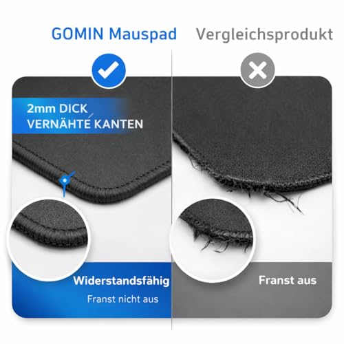 Gomin Mauspad 280 x 200 mm, Gaming Mousepad rutschfest und Wasserdicht, Ohne störendes Logo verbessert Präzision und Geschwindigkeit, Mouse Pad Klein ideal für Büro, Laptop und Gaming, Schwarz