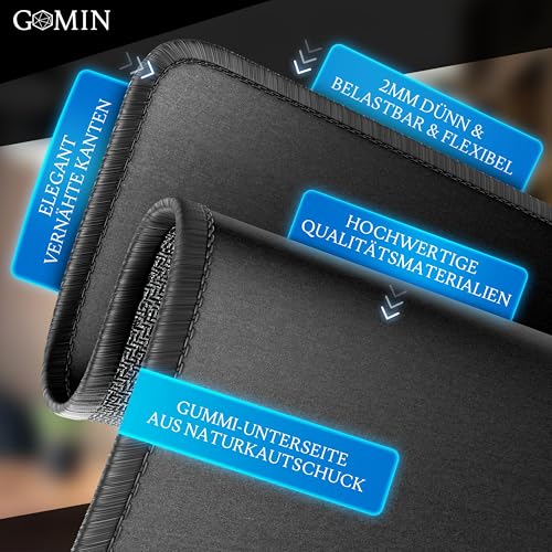 Gomin Mauspad 280 x 200 mm, Gaming Mousepad rutschfest und Wasserdicht, Ohne störendes Logo verbessert Präzision und Geschwindigkeit, Mouse Pad Klein ideal für Büro, Laptop und Gaming, Schwarz