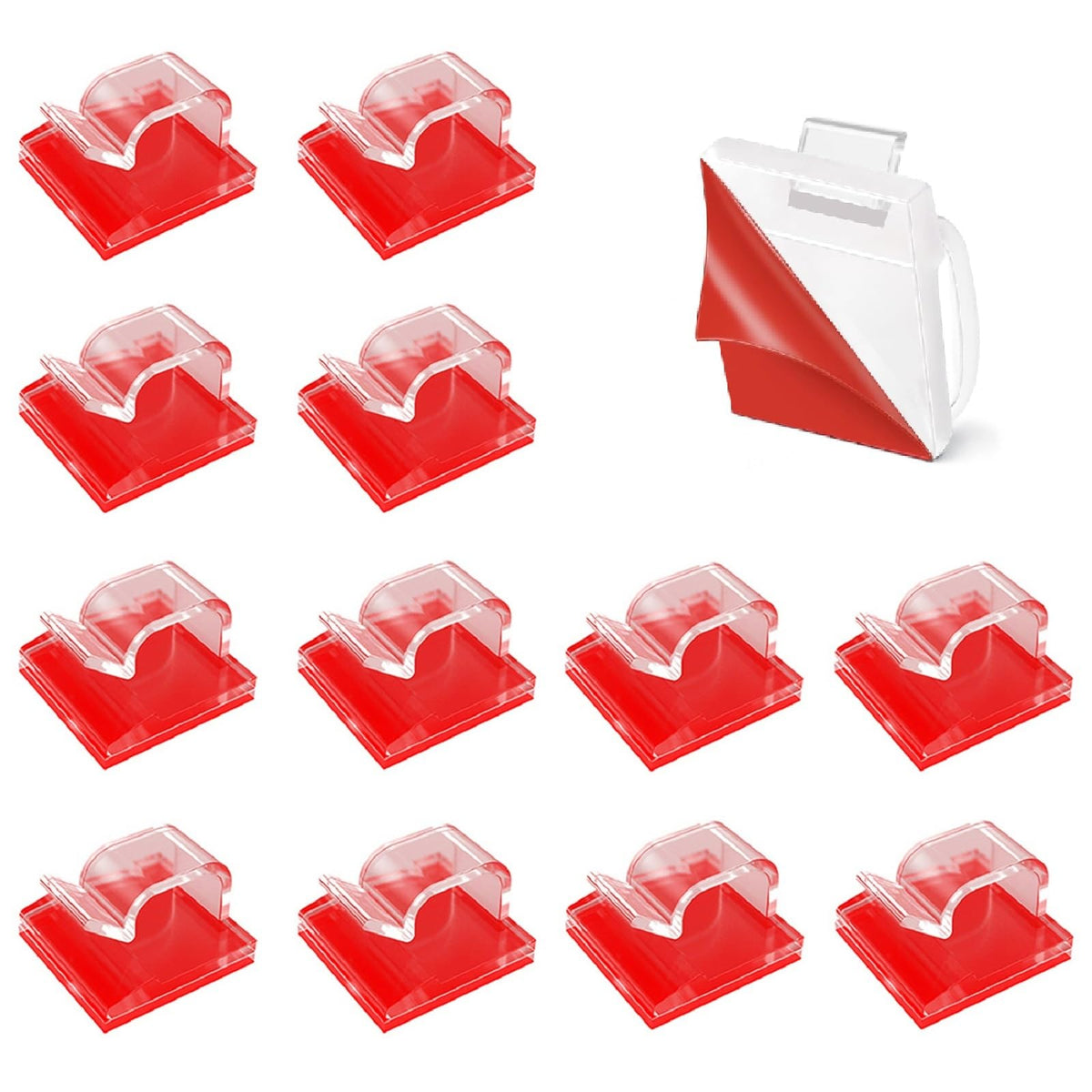 100 Stück Kabelhalter Selbstklebend, Kabelclips für Kabelmanagement, Kabelwandklammer mit 3M Klebepads für Kabelmanagement, Kabelklemmen & Kabelorganisator Schreibtisch (Transparent)
