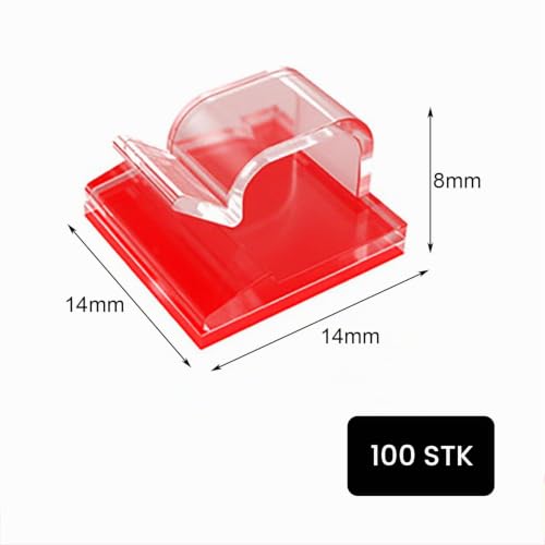 100 Stück Kabelhalter Selbstklebend, Kabelclips für Kabelmanagement, Kabelwandklammer mit 3M Klebepads für Kabelmanagement, Kabelklemmen & Kabelorganisator Schreibtisch (Transparent)