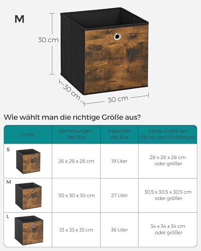 SONGMICS Aufbewahrungsbox 6er Set, Faltbox, 30 x 30 x 30 cm