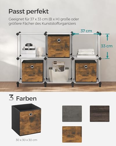 SONGMICS Aufbewahrungsbox 6er Set, Faltbox, 30 x 30 x 30 cm
