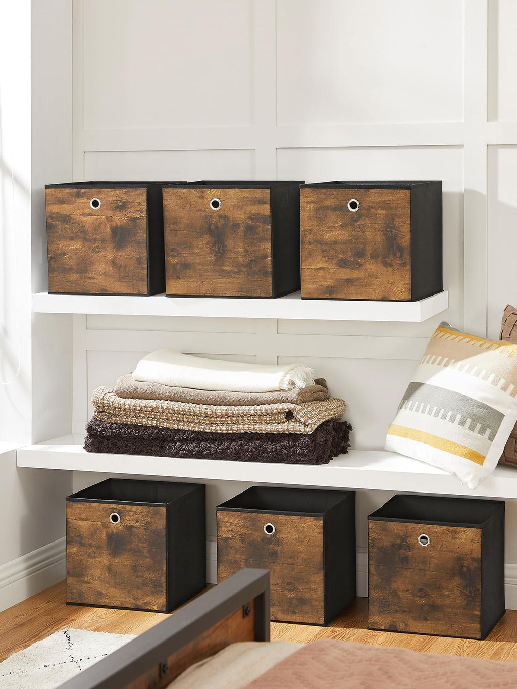 SONGMICS Aufbewahrungsbox 6er Set, Faltbox, 30 x 30 x 30 cm