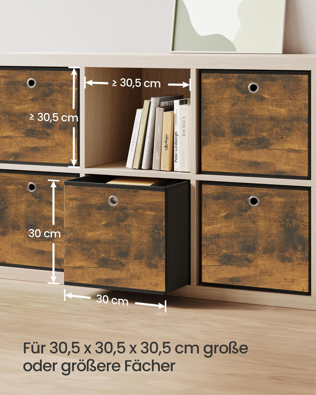 SONGMICS Aufbewahrungsbox 6er Set, Faltbox, 30 x 30 x 30 cm