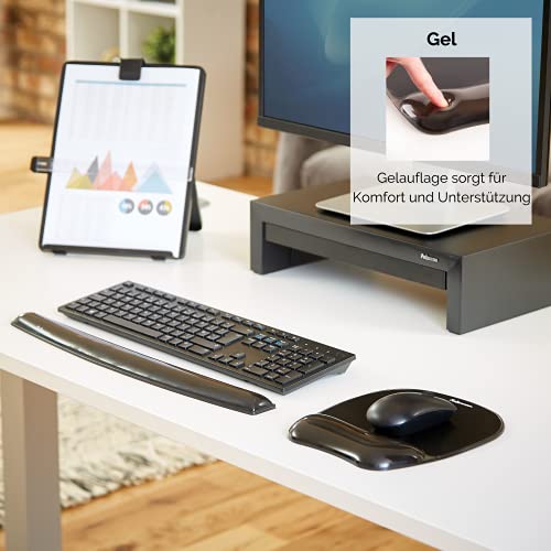 Fellowes Mauspad mit Handgelenkauflage Crystals - Mauspad mit Gelkissen - ergonomisches Mauspad - Gaming Mousepad - Handballenauflage - Farbe: schwarz