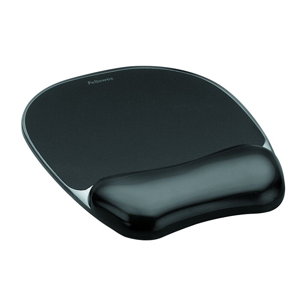 Fellowes Mauspad mit Handgelenkauflage Crystals - Mauspad mit Gelkissen - ergonomisches Mauspad - Gaming Mousepad - Handballenauflage - Farbe: schwarz