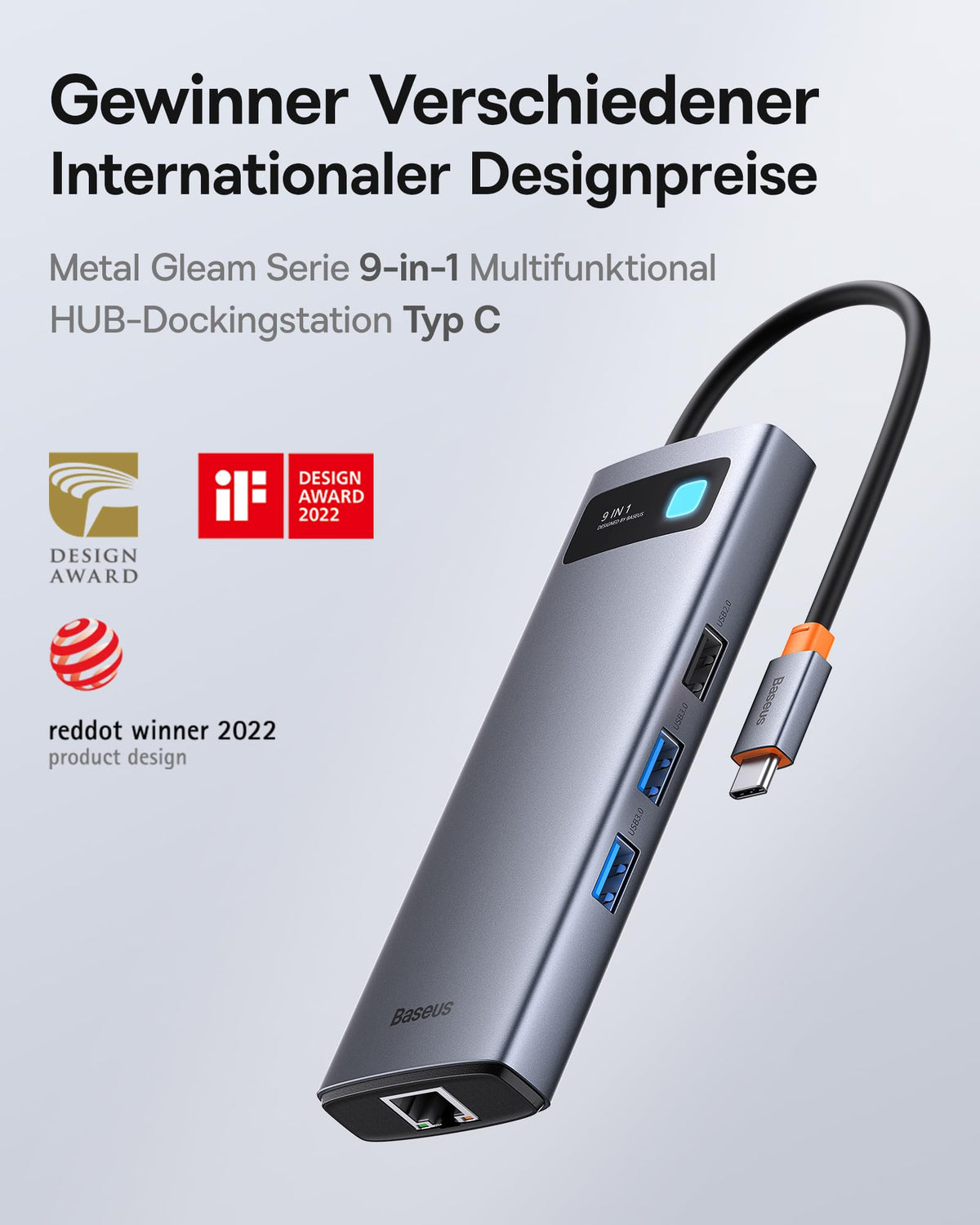 Baseus 9 in 1 Docking Station USB C 4K@120Hz [Chip-Upgrade], 2 HDMI 2 Monitore USB C Hub, 1000Mbp Ethernet, 100W PD,TF/SD, USB 3.0, Multiport Adapter für MacBook/Dell/HP/Surface/Lenovo & Mehr PC