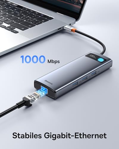 Baseus 9 in 1 Docking Station USB C 4K@120Hz [Chip-Upgrade], 2 HDMI 2 Monitore USB C Hub, 1000Mbp Ethernet, 100W PD,TF/SD, USB 3.0, Multiport Adapter für MacBook/Dell/HP/Surface/Lenovo & Mehr PC