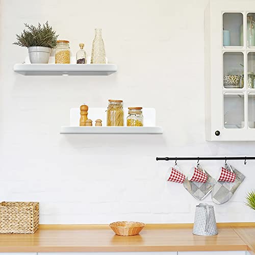 SHEPIN 3er Set Wandregal Ohne Bohren Weiß Schweberegal, 30cm Regal Ohne Bohren aus Acryl Badezimmer Regal Zum Kleben, Wall Shelf Bilderleiste Bücherregal Kleberegal Bad Selbstklebend