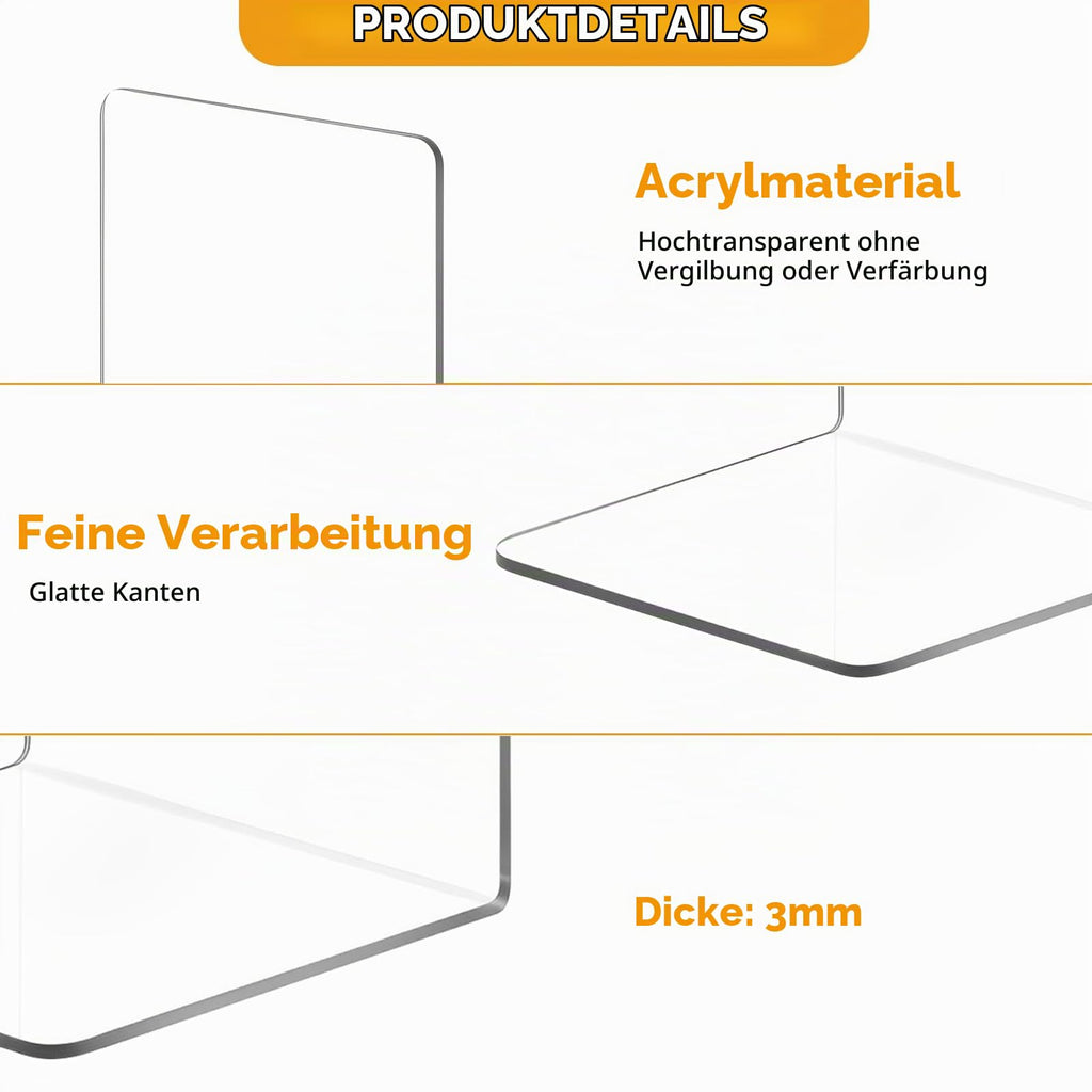 6 Stück Buchstütze Acryl Buchstützen für Regale, Transparente Buchhalter, Klarer Buchständer Bücherstützen, Book Ends Bookends für Schlafzimmer Büro Bibliothek Schule Zubehör Dekoration