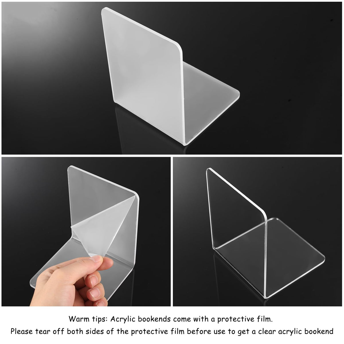 6 Stück Buchstütze Acryl Buchstützen für Regale, Transparente Buchhalter, Klarer Buchständer Bücherstützen, Book Ends Bookends für Schlafzimmer Büro Bibliothek Schule Zubehör Dekoration