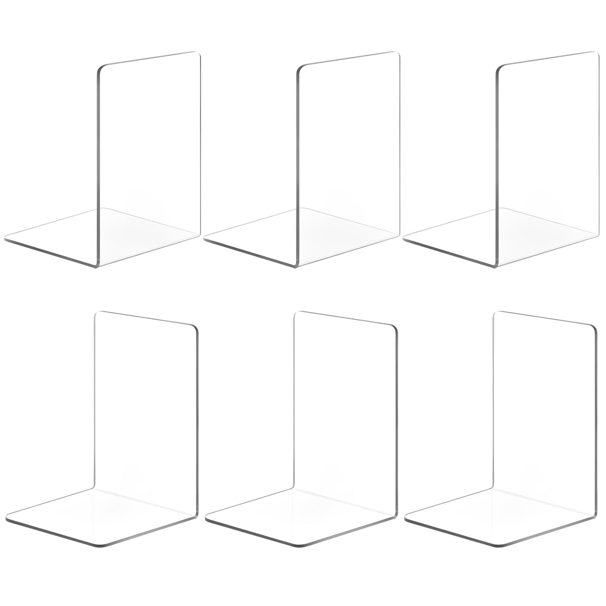 6 Stück Buchstütze Acryl Buchstützen für Regale, Transparente Buchhalter, Klarer Buchständer Bücherstützen, Book Ends Bookends für Schlafzimmer Büro Bibliothek Schule Zubehör Dekoration