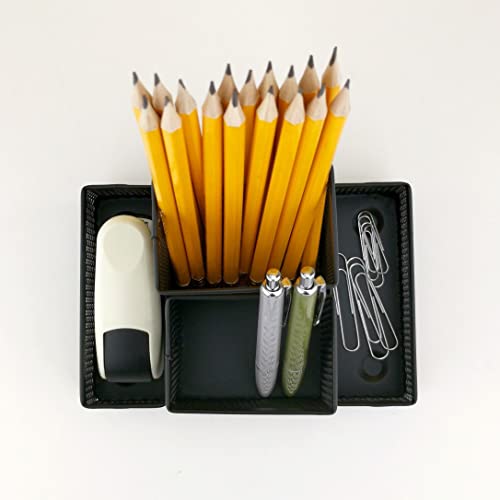 D.RECT Stiftehalter Schreibtisch - Büro Organizer aus Metall - Tisch Organizer, Schreibtischorganizer - Büroablage mit Zettelhalter Mesh, 103x154x103mm Schwarz