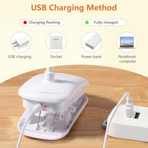 Diboniur Leselampe Bett, Klemmlampe Bett mit Touch Dimmbar, 3 Farben und dimmbar, 360° flexible Klemmleuchte für Studium und Arbeit, Clip-on, USB-Anschluss